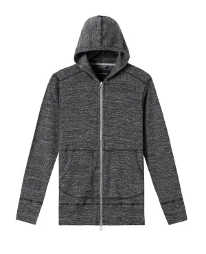 1x1 Slub Zip Hoodie Marled Black