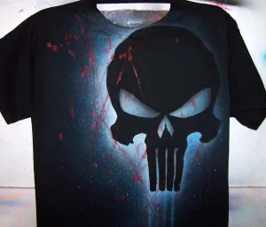 Airbrushed Inspired Skull Silhouette on Black Shirt