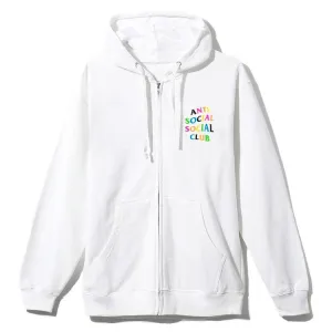 Anti Social Social Club Rainbow White Zip Up Hoodie