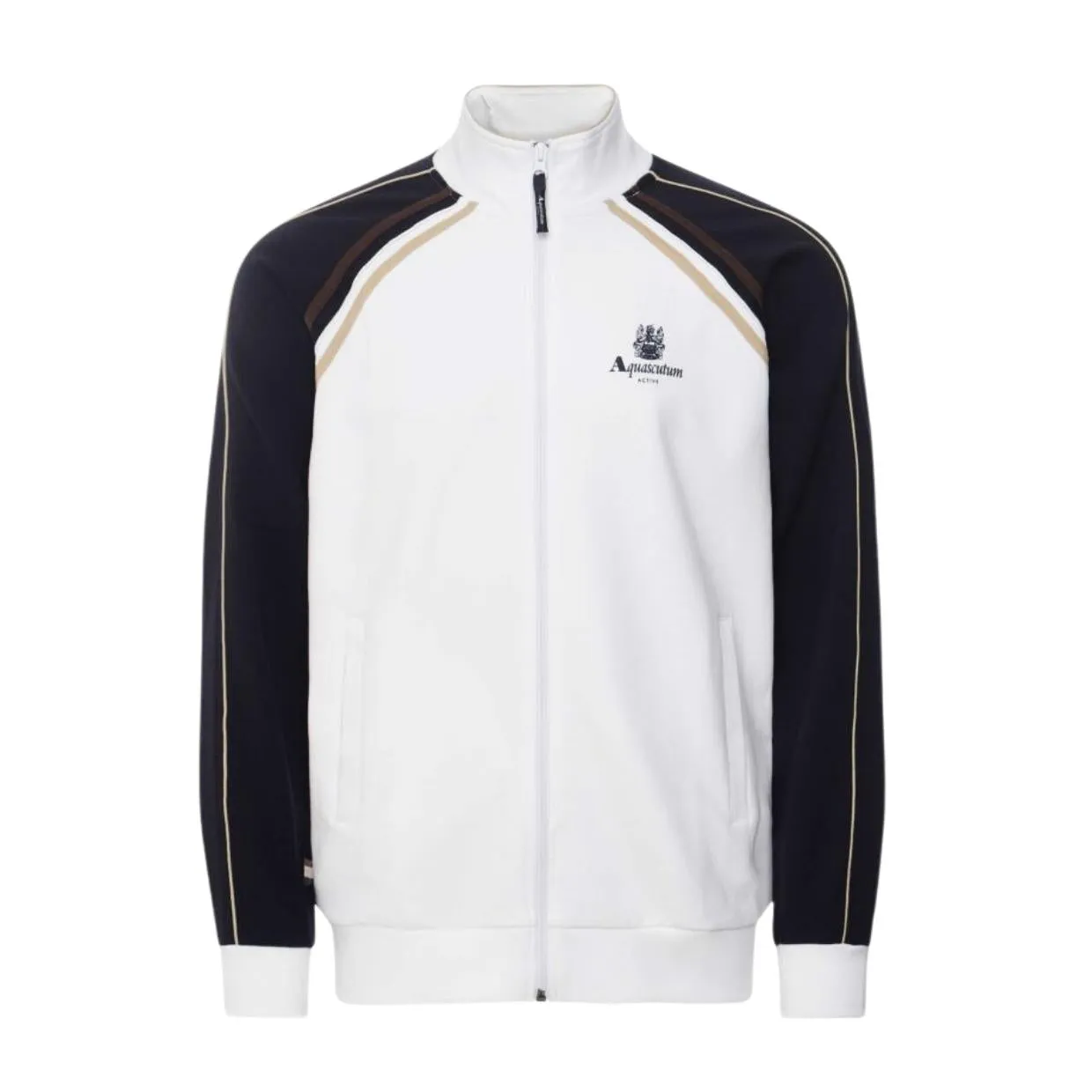 Aquascutum Active Scuba Stripe White Zip Sweatshirt