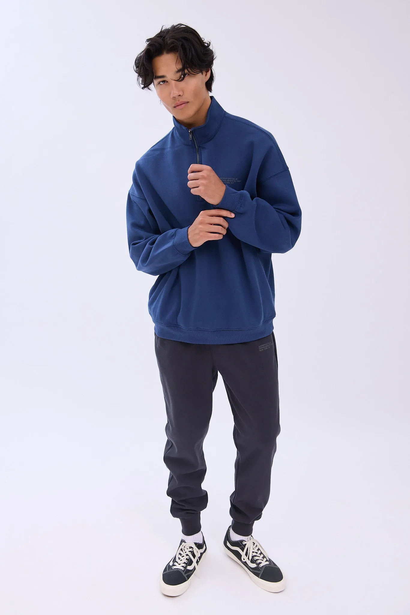 Aéropostale Small Print Mock Neck Zipped Sweatshirt