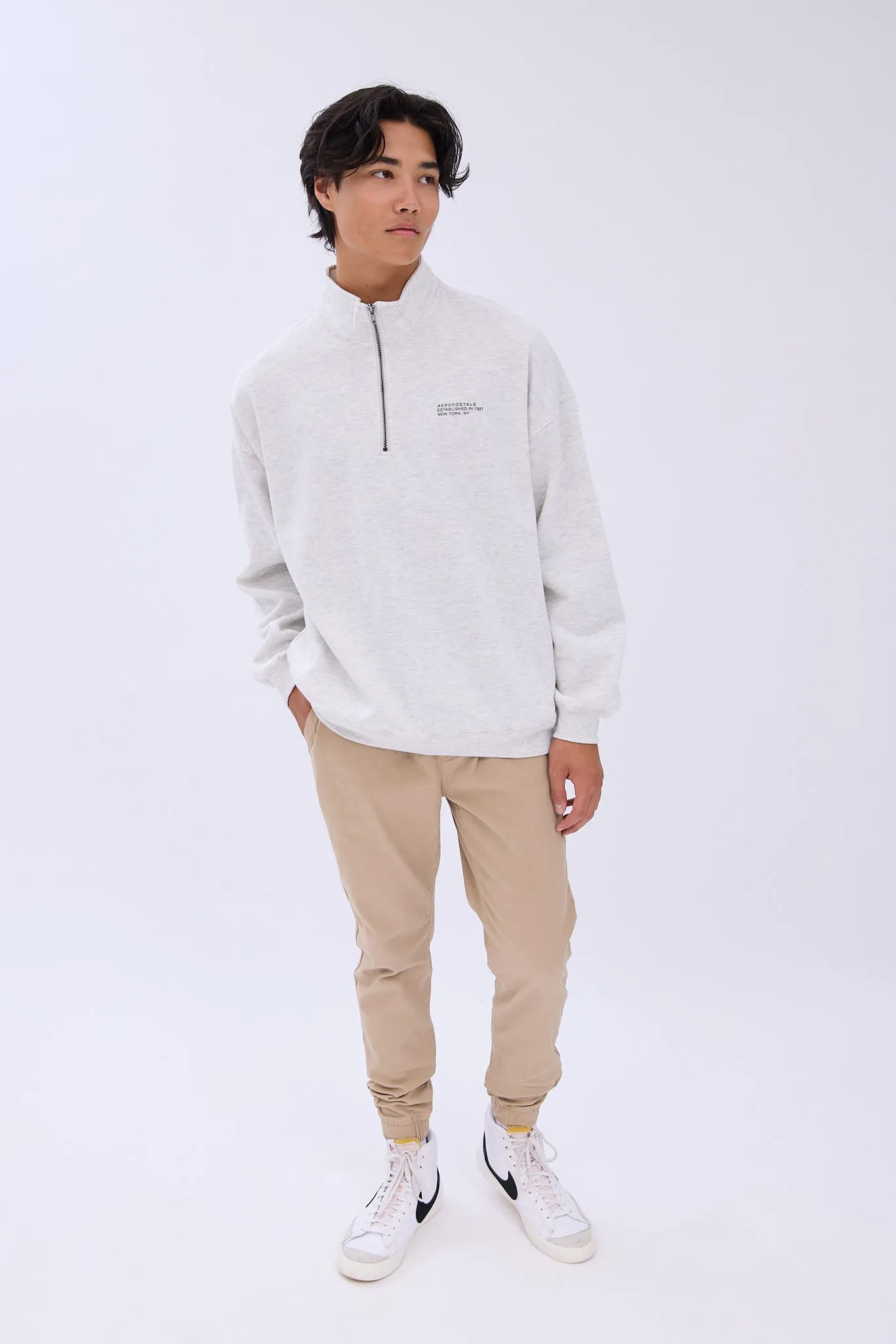 Aéropostale Small Print Mock Neck Zipped Sweatshirt