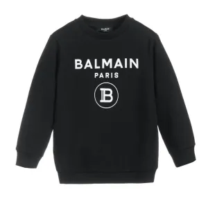 Balmain Kids Black and White Logo Sweatshirt