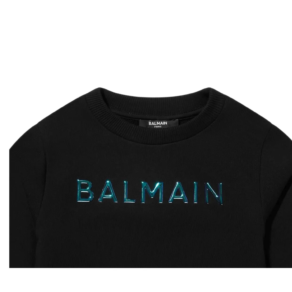 Balmain Kids Iridescent Logo Black Sweatshirt