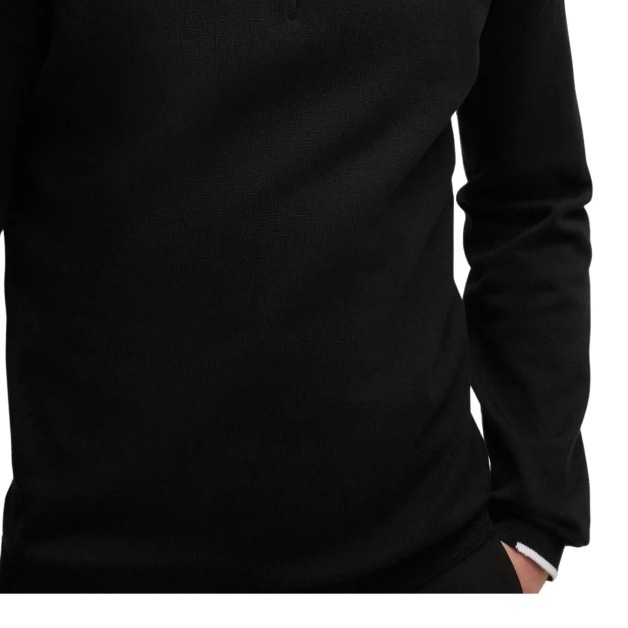 BOSS Ever-X_QZ Logo Print Black Zip Neck Sweatshirt