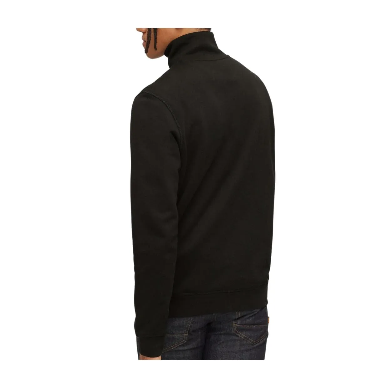 BOSS Zetrust Logo Patch Black Half Zip Sweatshirt