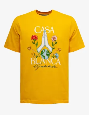 Casablanca Yellow Gratitude Print T-Shirt