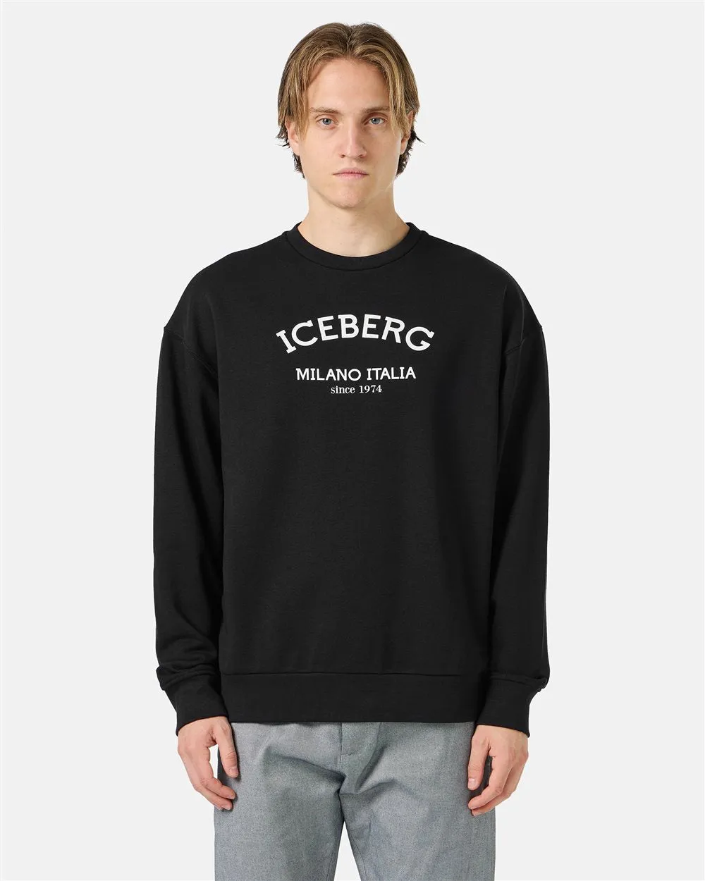 Crew-neck sweatshirt with logo (Black) - I24E05D63179000