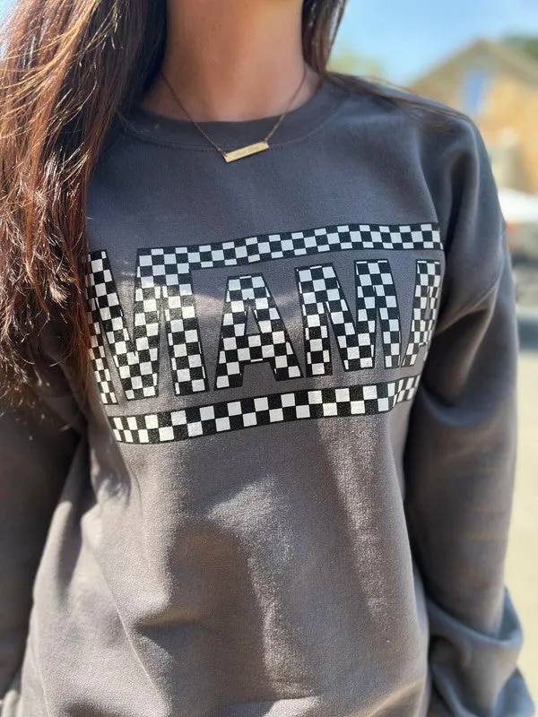 Curvy Charcoal Checkered Mama Sweatshirt