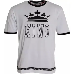 Dolce & Gabbana White Crown King Cotton Crew Neck Men T-shirt