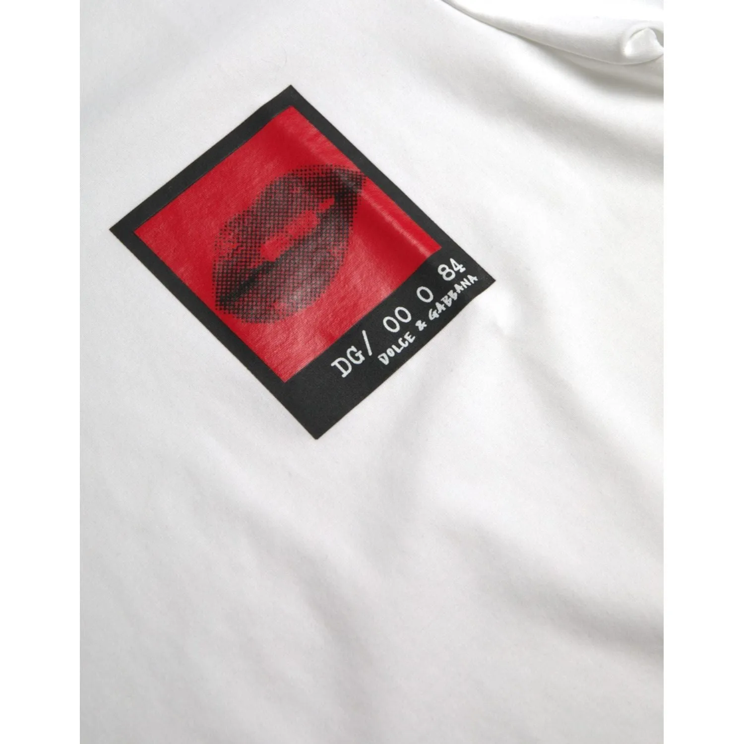 Dolce & Gabbana White Red Lips Print Cotton Men T-shirt