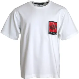 Dolce & Gabbana White Red Lips Print Cotton Men T-shirt