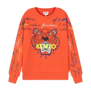 Kenzo Kids Tiger Logo Orange Sweatshirt