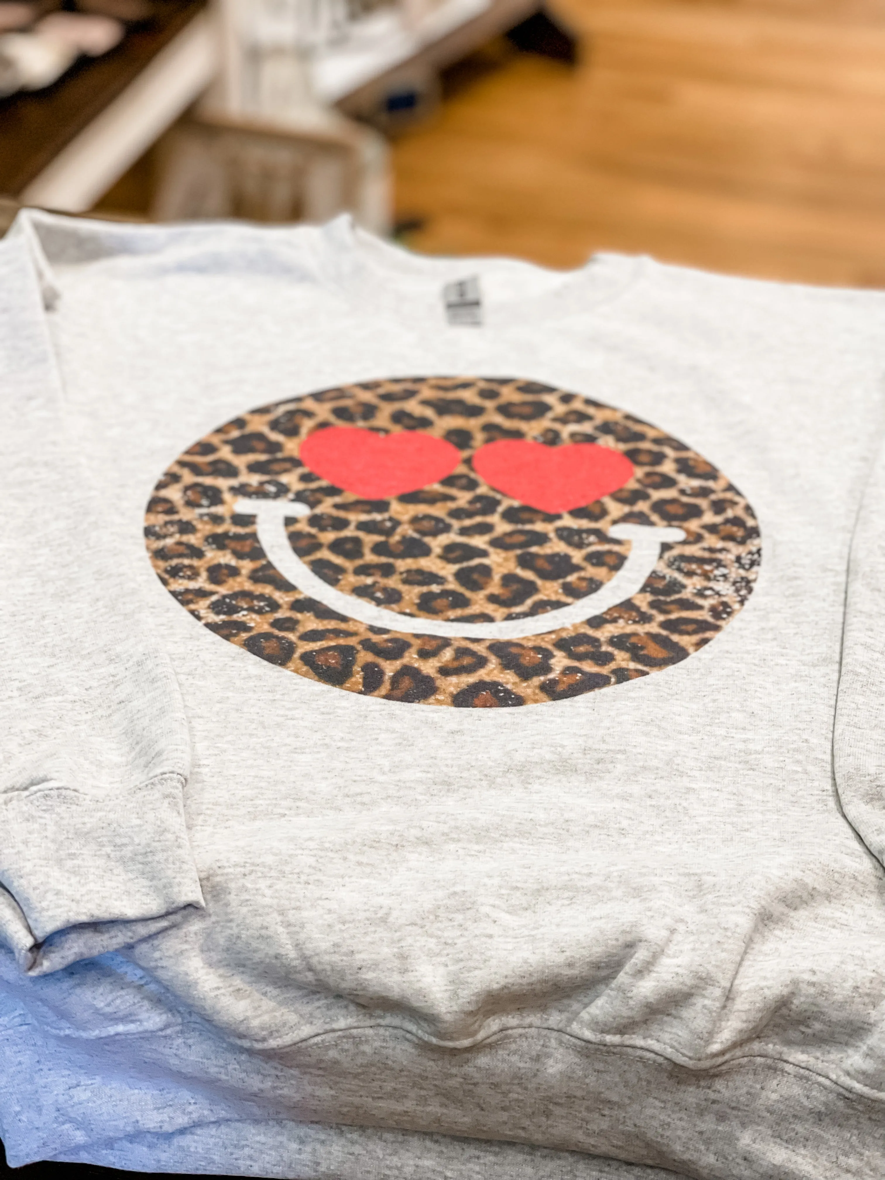 Leopard Happy Face Pullover