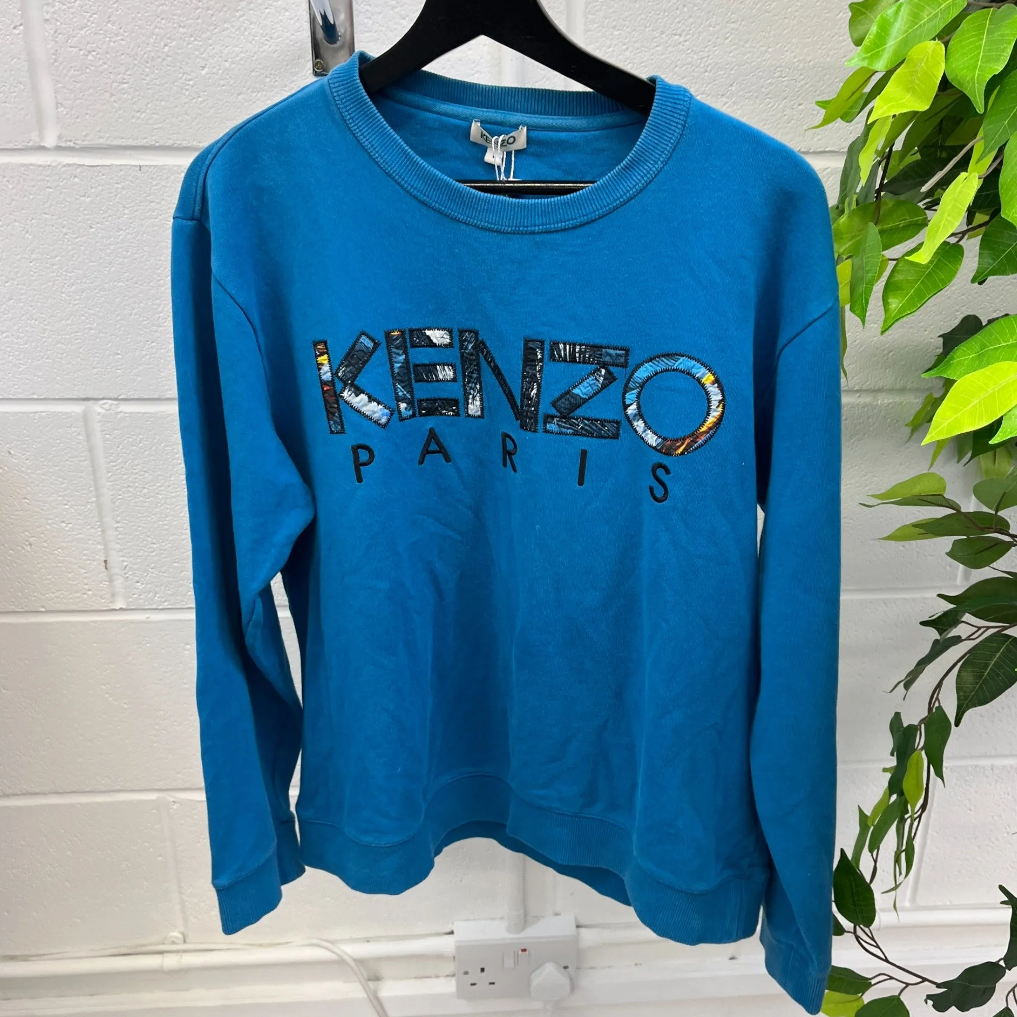 Men's Embroidered Logo Sweatshirt Blue Size L