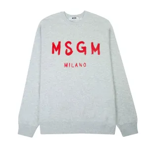 MSGM Brushed Logo Print Grey Sweatshirt