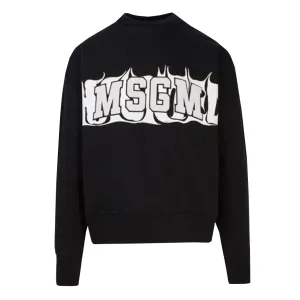 MSGM White Fleece Print Sweatshirt