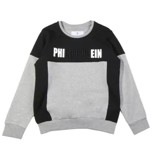 Philipp Plein Junior Grey Embossed Logo Sweatshirt