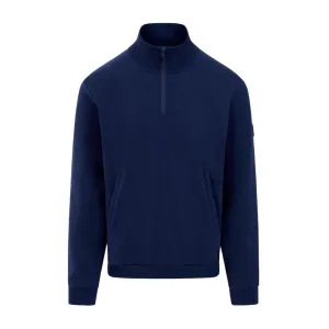 Sandbanks Navy Interlock Quarter Zip Sweatshirt