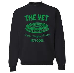 The Vet Pride, Pretzels, Prison Crewneck | Veterans Stadium Black Crewneck Sweatshirt