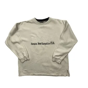 Vintage 90s Cream Timberland Spell-Out Sweatshirt - Small