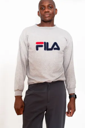 Vintage 90s Fila Big Logo Grey Sweatshirt